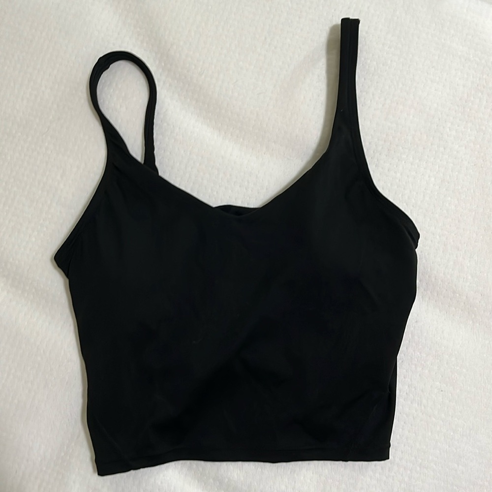 Cropped workout tank top built in bra.